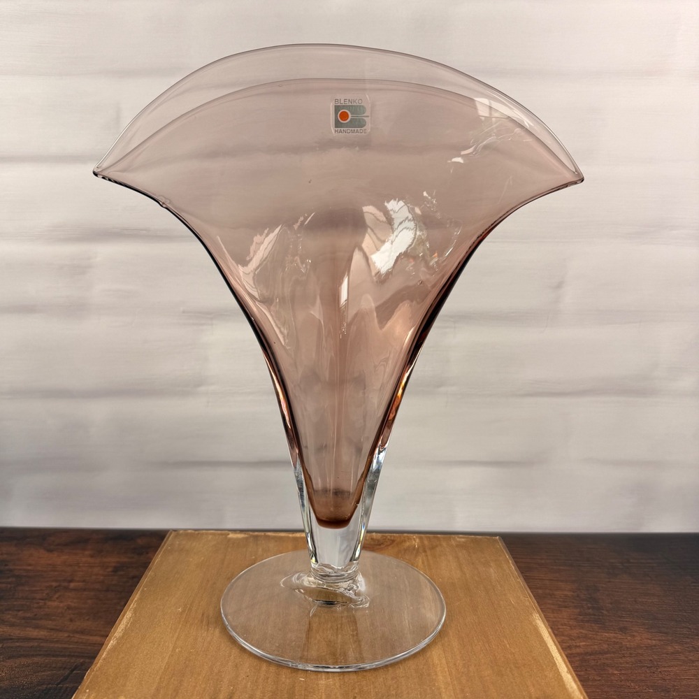Blenko 872 Fan Vase Dusty Rose Art Glass